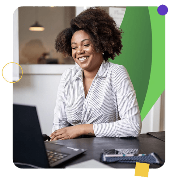 Woman working on laptop