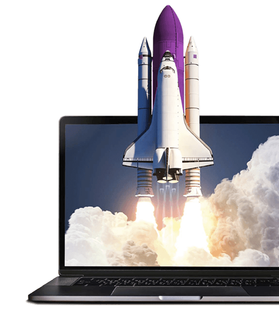 Laptop displaying space shuttle launch